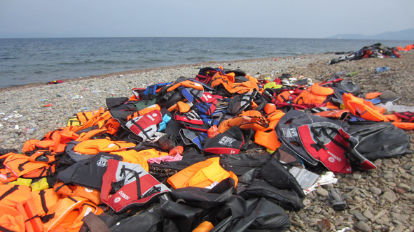 Foto von gestrandeten Westen von Geflüchteten